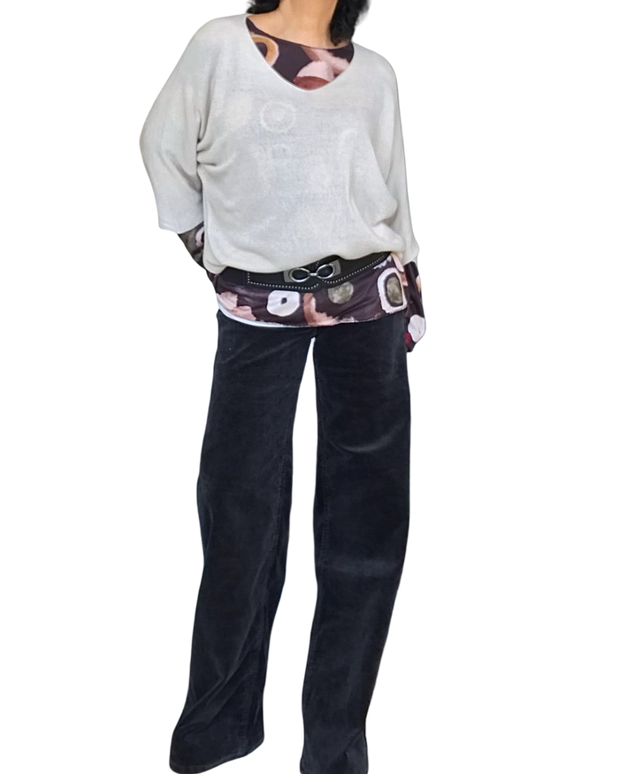 Pantalon en velours côtelé noir, jambe droite,  31 pouces de longueur