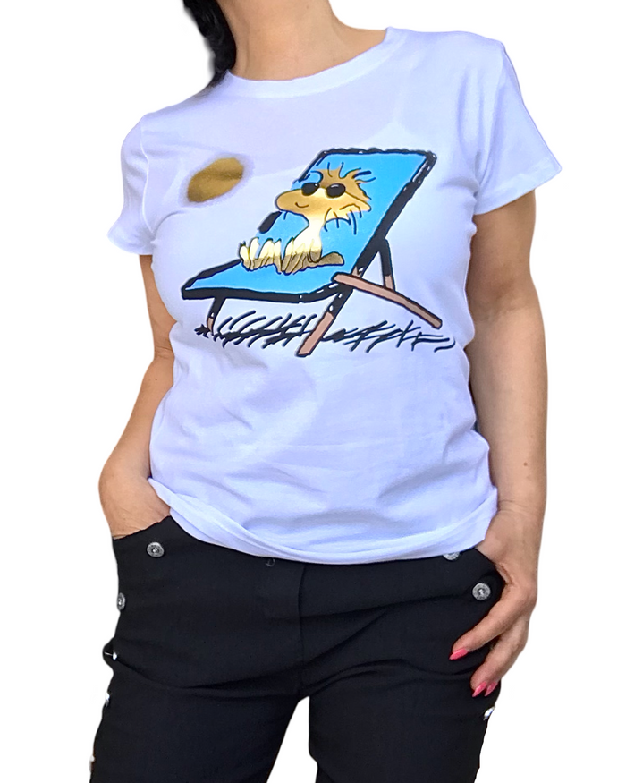 T-shirt Woodstock soleil – Blanc doux & décontracté