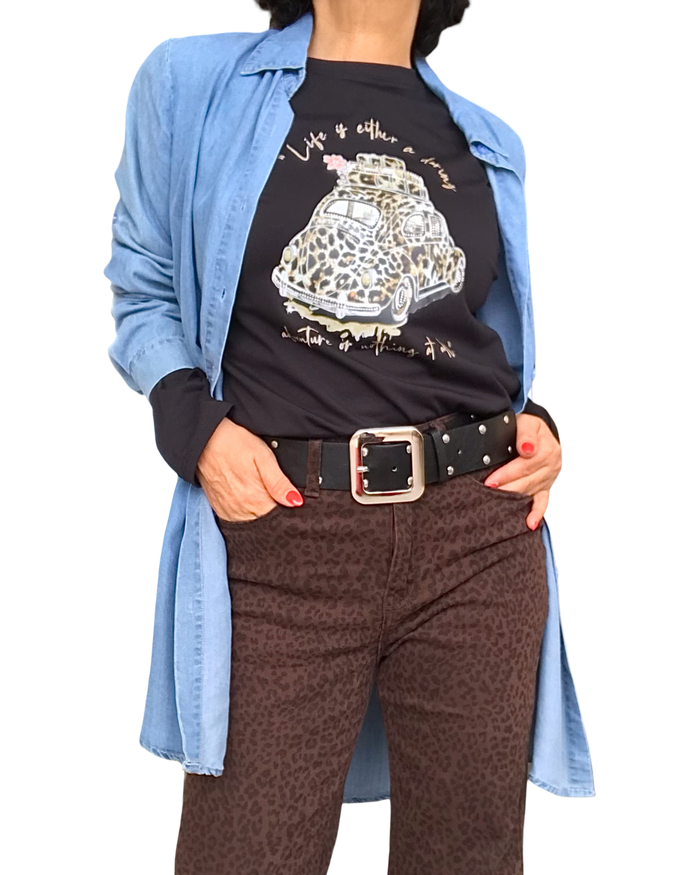 T-shirt manche longue noir avec voiture coccinelle