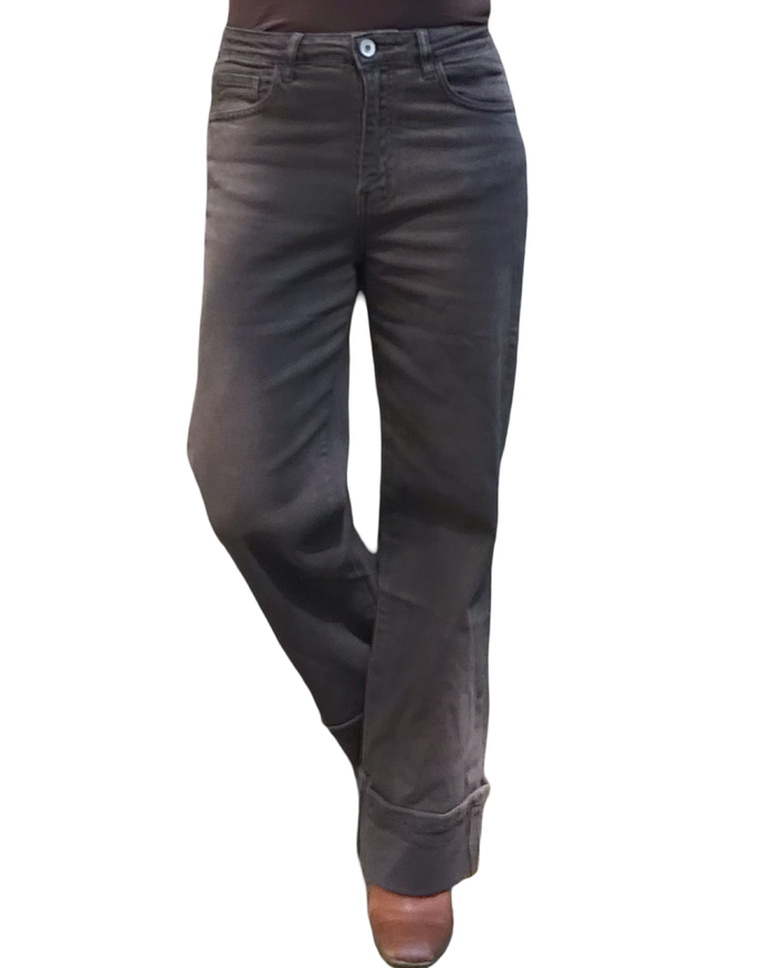 Pantalon brun 28 pouces de jambe avec revers