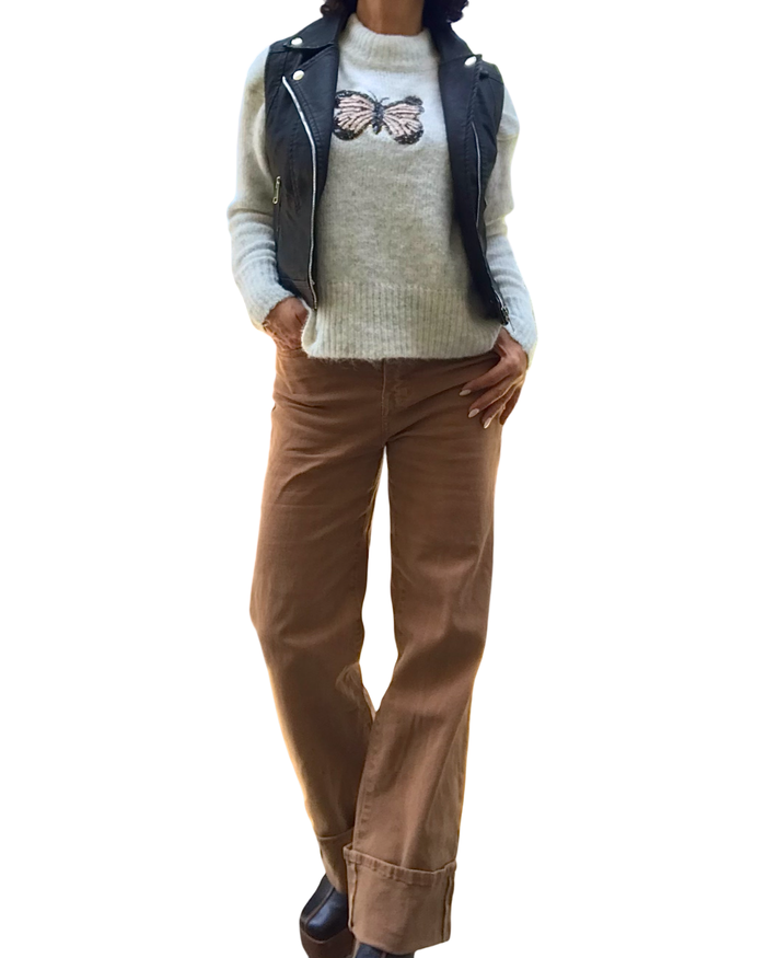 Veste en similicuir noire, sans manche style perfecto