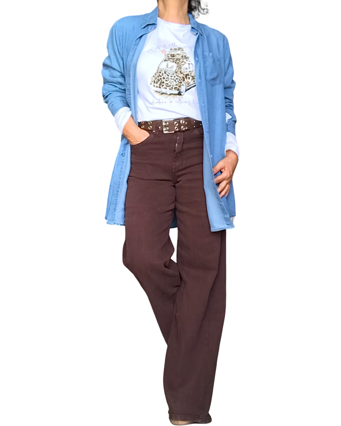 Pantalon palazzo brun 32 pouces de jambe