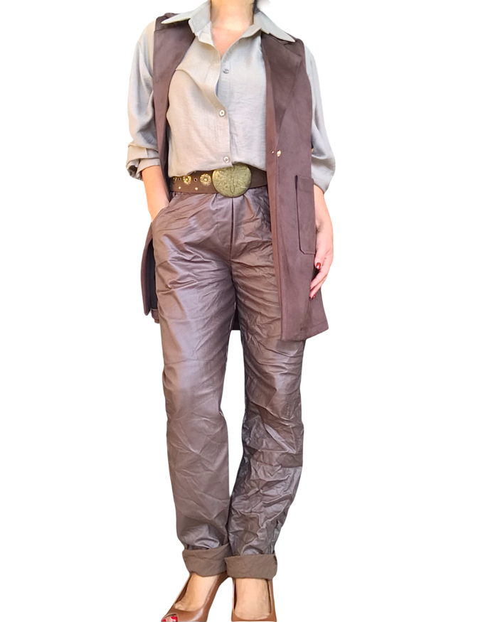 Chemise moka unie à manche longue