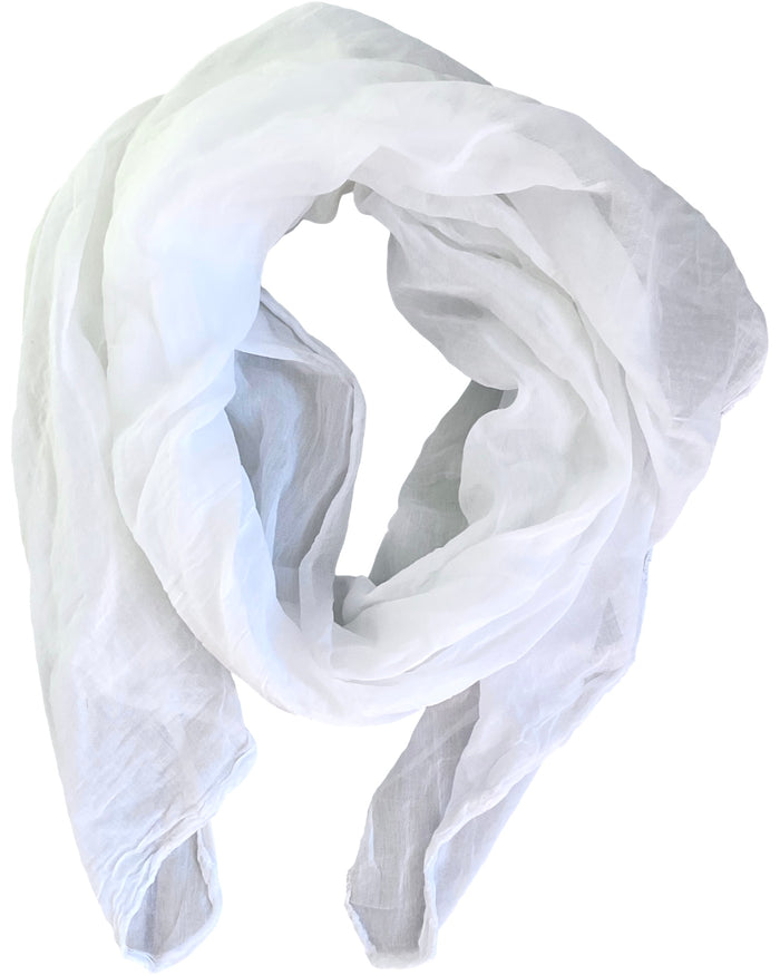 Foulard blanc 20% soie et 80% coton