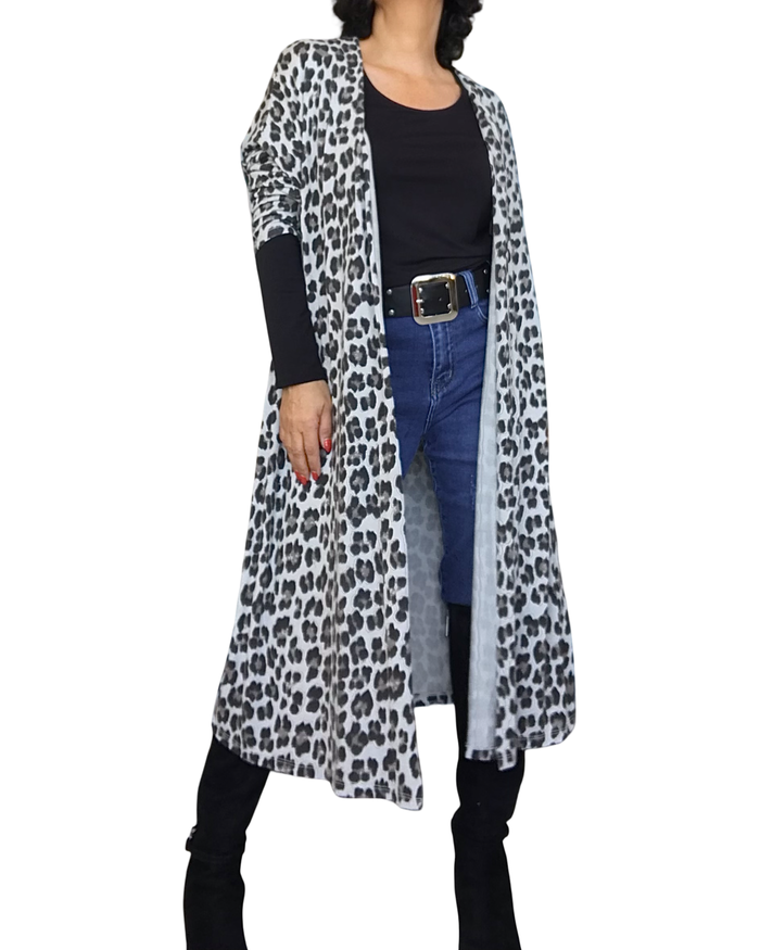Cardigan léopard long