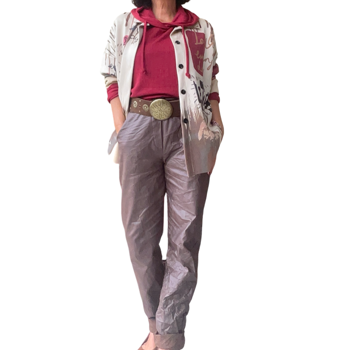 Chemise en ultra suède beige avec dessins de Mickey Mouse