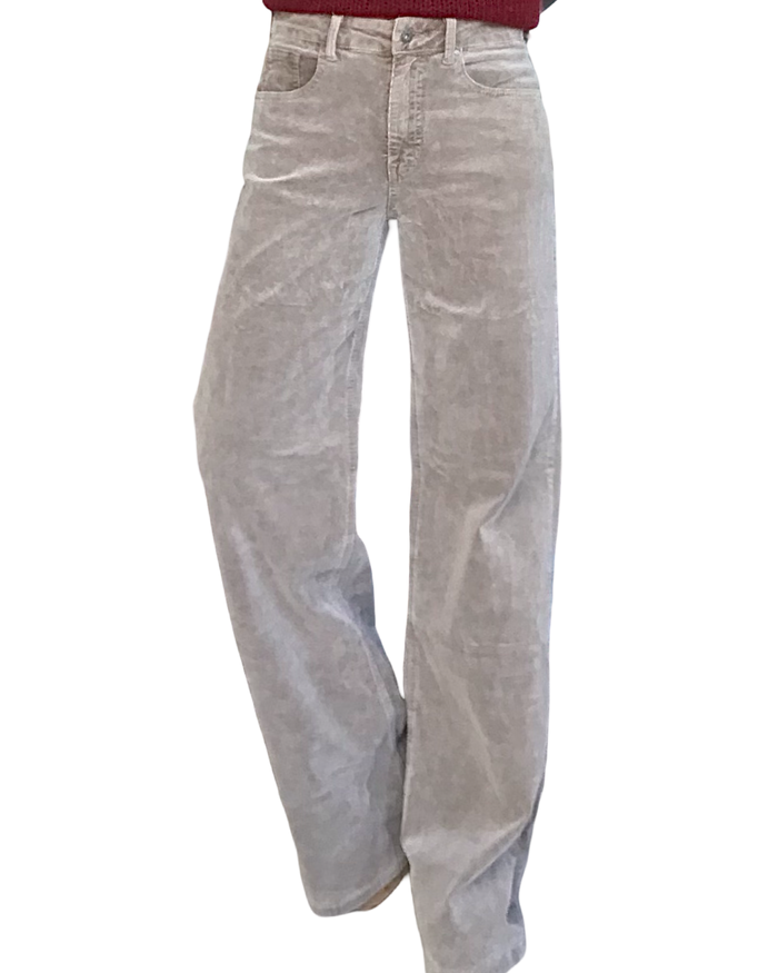 Pantalon en velours côtelé beige, jambe droite,  31 pouces de longueur