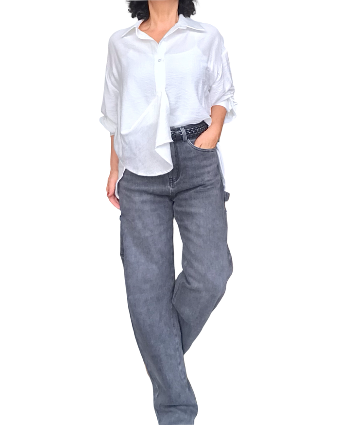 Chemise blanc cassé unie à manche longue