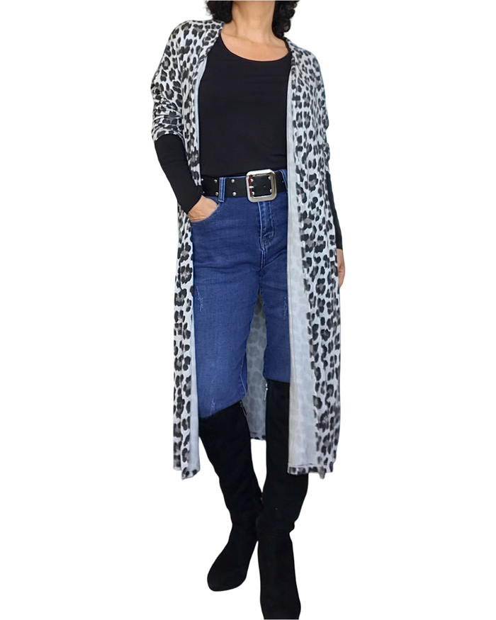 Cardigan léopard long