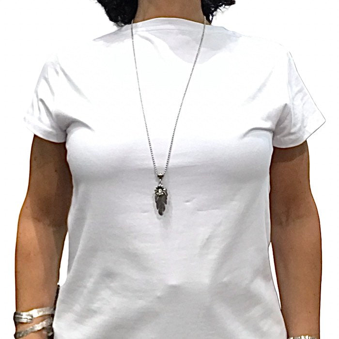 Bijoux | Collier avec une chaîne argent et pendentif de plume