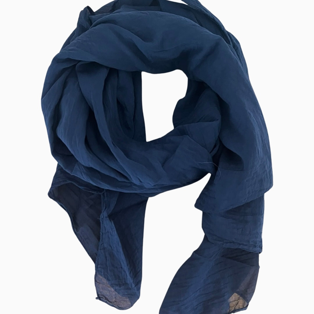 Foulard uni marine 20% soie 80% coton