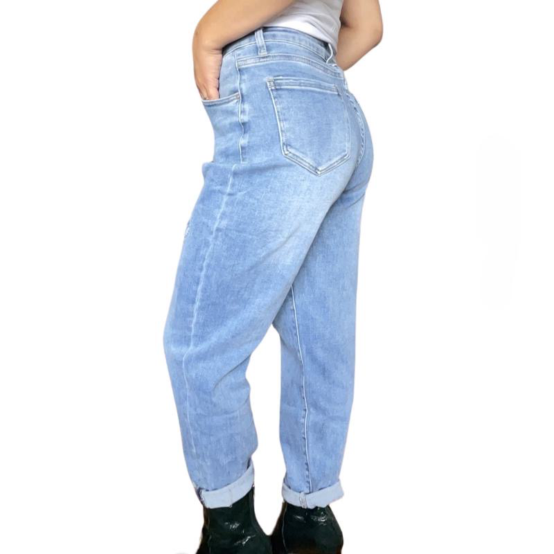 Light blue stretch high waist jeans