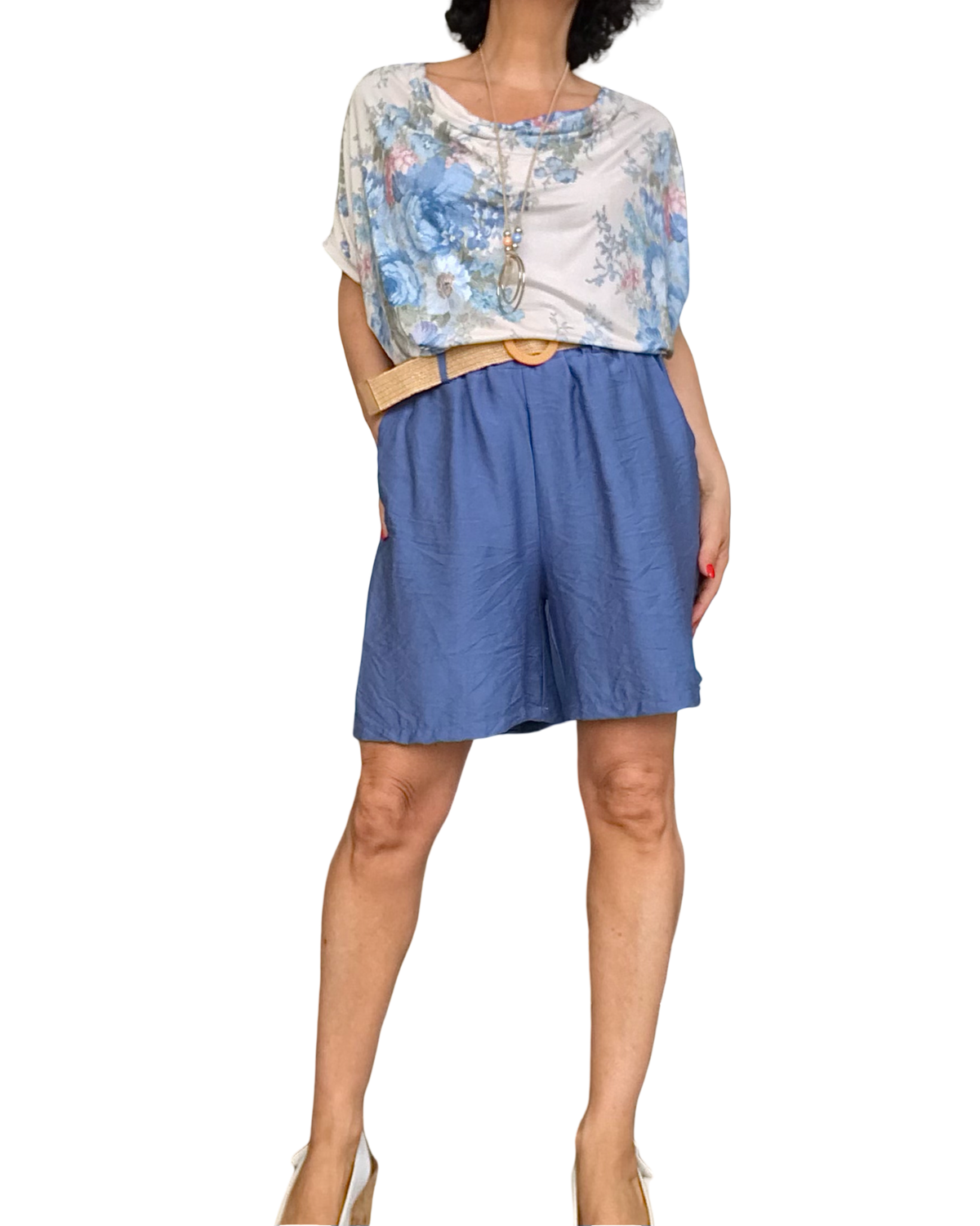 Short bleu indigo taille élastique