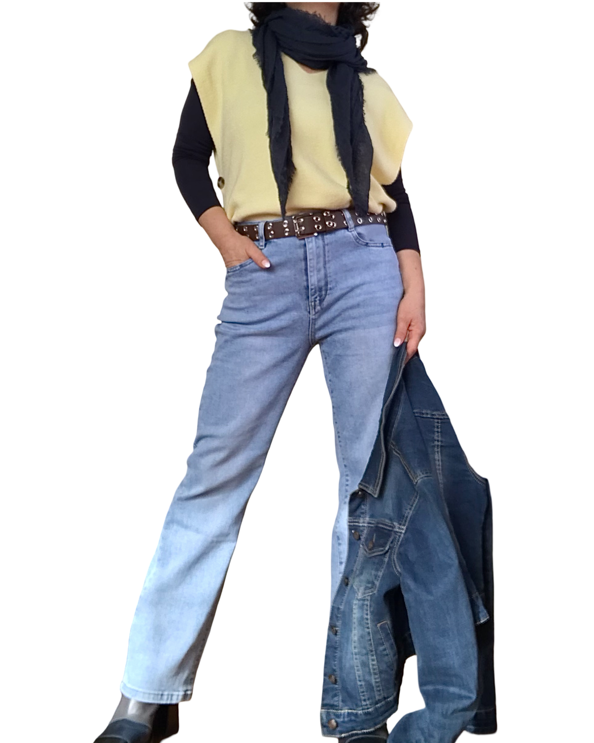 Jeans bleu pâle, jambe droite classique 28 pouces de jambe