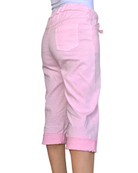 Capri rose pâle à taille élastique avec cordon