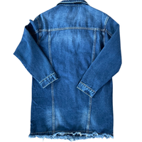 jacket jeans bleu moyen, long avec trous de dos