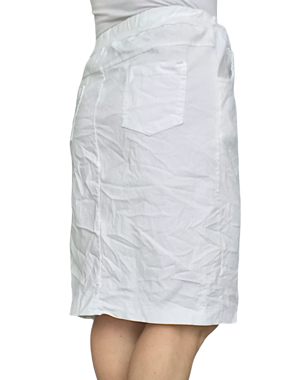 Jupe blanche froissée taille élastique avec cordon