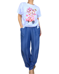 Pantalon baggy bleu jeans fluide – Taille unique chic
