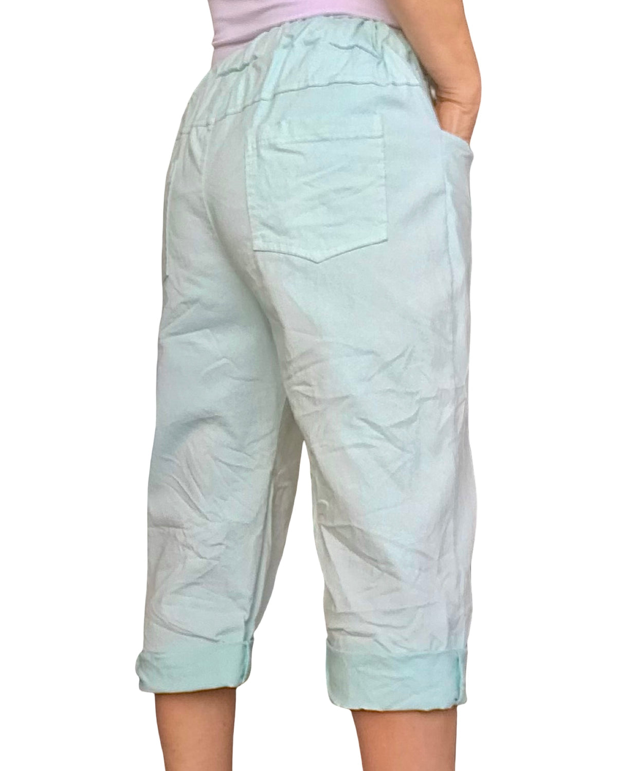 Capri aqua à taille élastique avec cordon