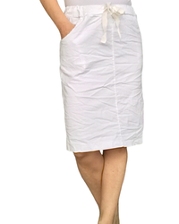 Jupe blanche froissée taille élastique avec cordon