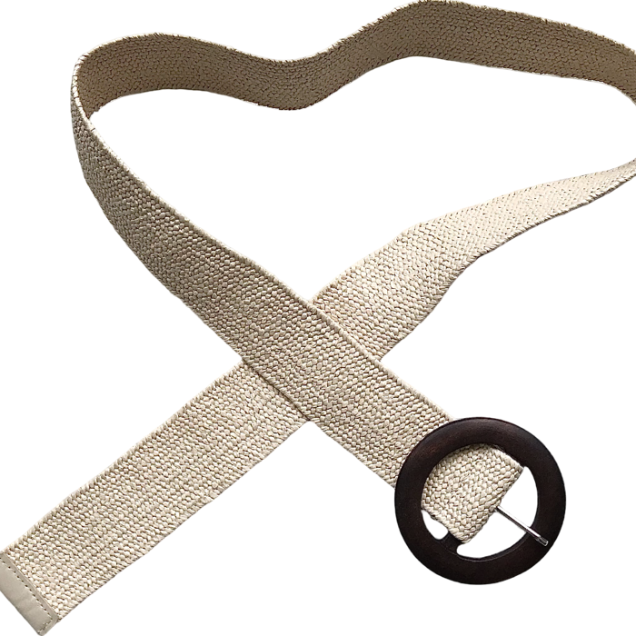 Ceinture en jute vanille boucle en bois 3,5 de diamètre