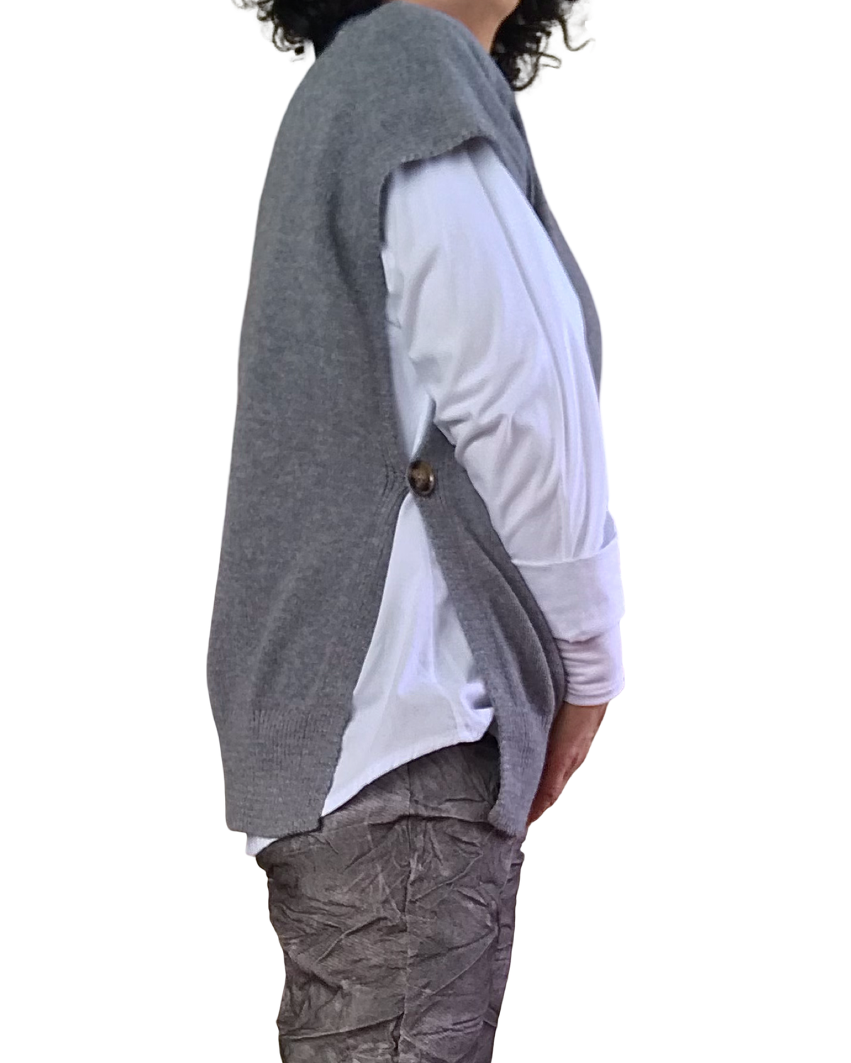 Débardeur en tricot col en V, gris