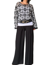 Pantalon palazzo noir taille élastique 30 pouces de jambe