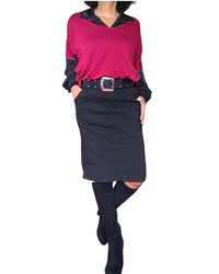 Jupe noire froissée taille élastique avec cordon et poches
