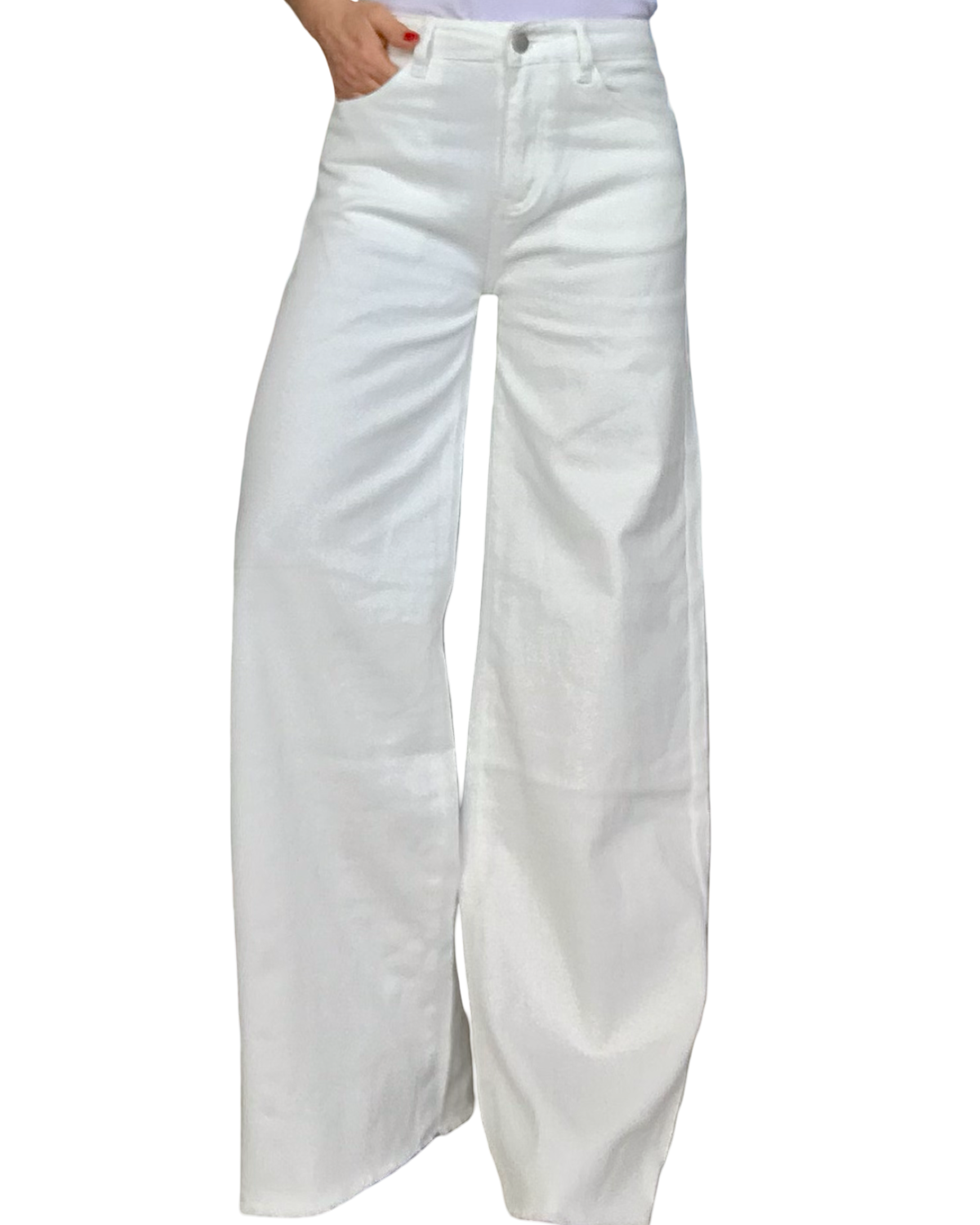 Jeans large blanc cassé frangé au bas 32 pouces de jambe