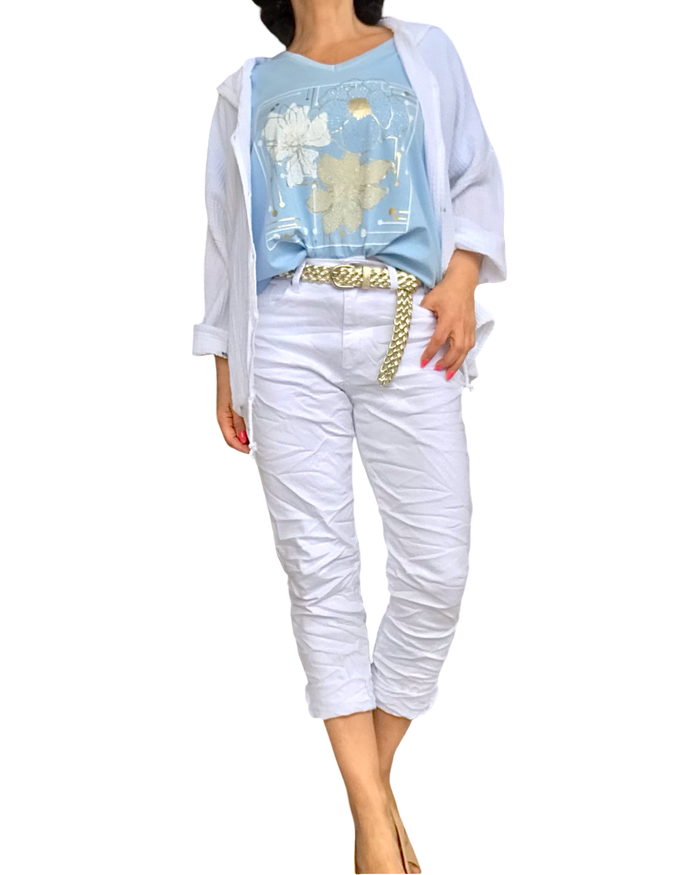 Capri blanc extensible – Chic et confort assuré