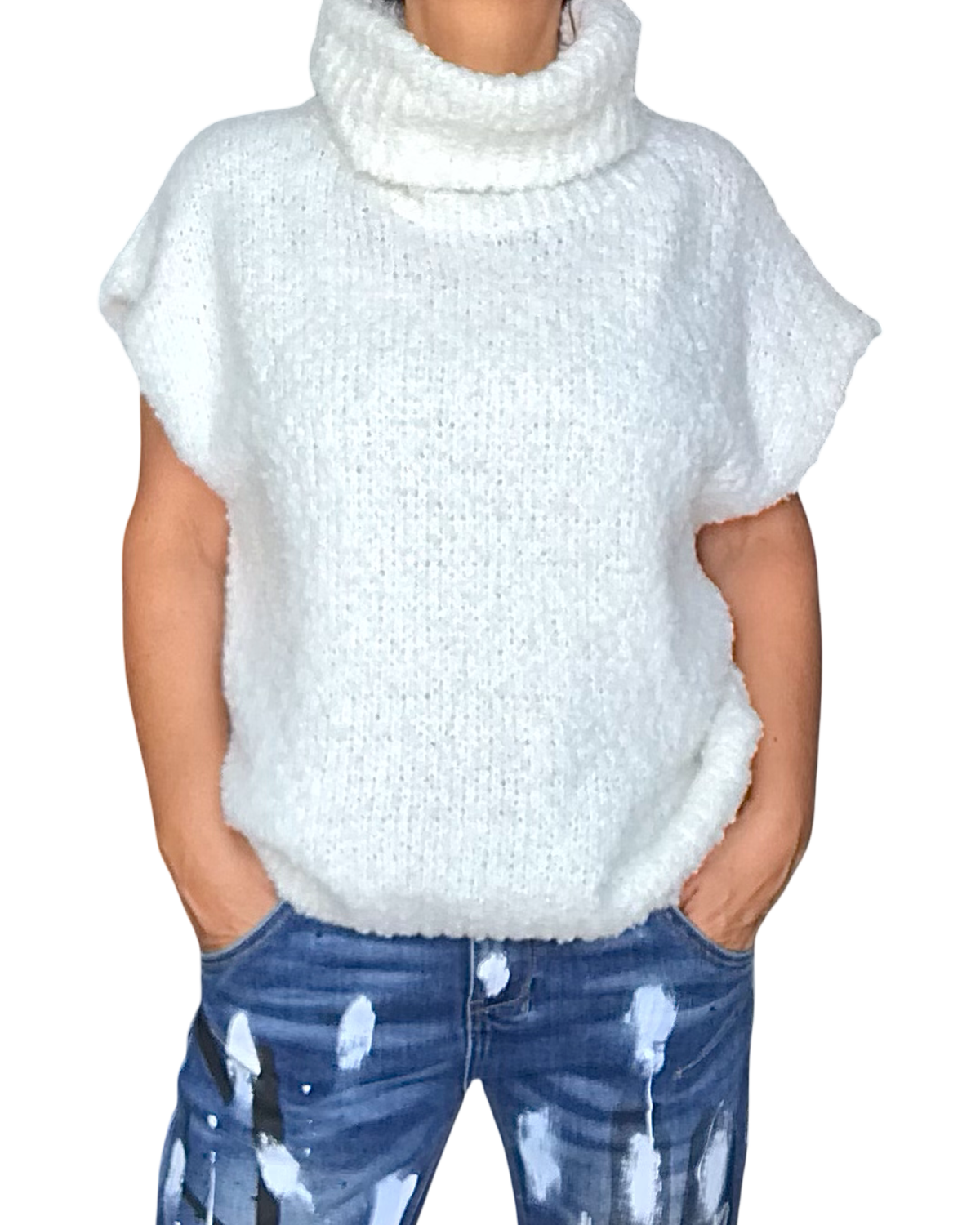 Chandail en tricot off White  col roulé manche courte