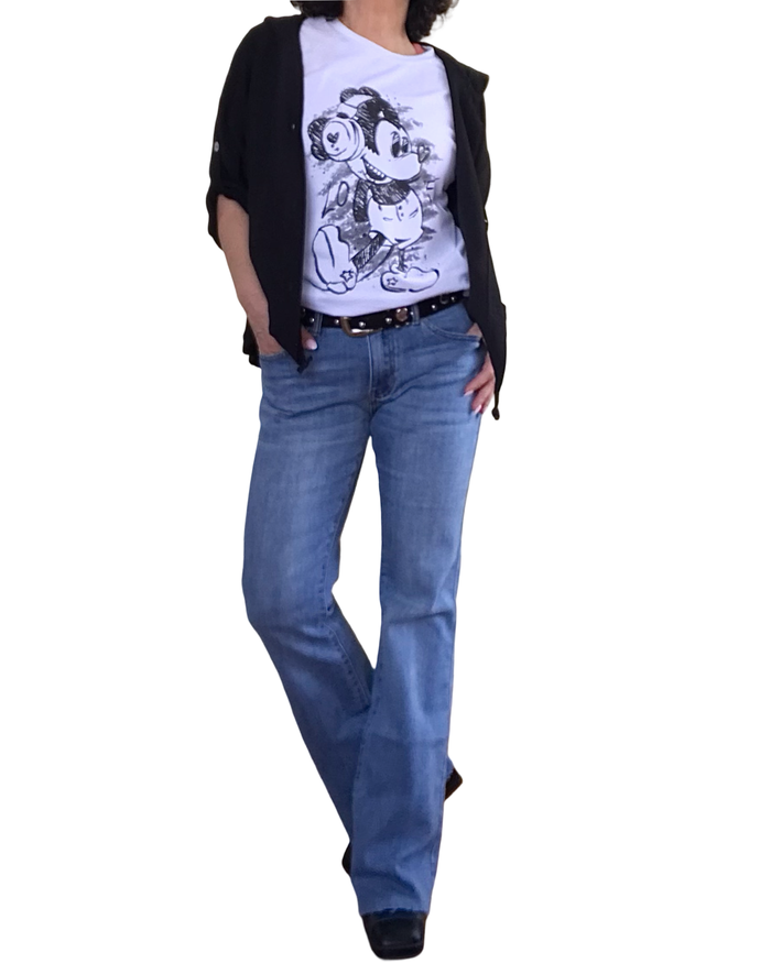 T-shirt blanc avec Mickey Mouse en noir