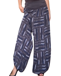 Pantalon brun et marine Aladin taille élastique