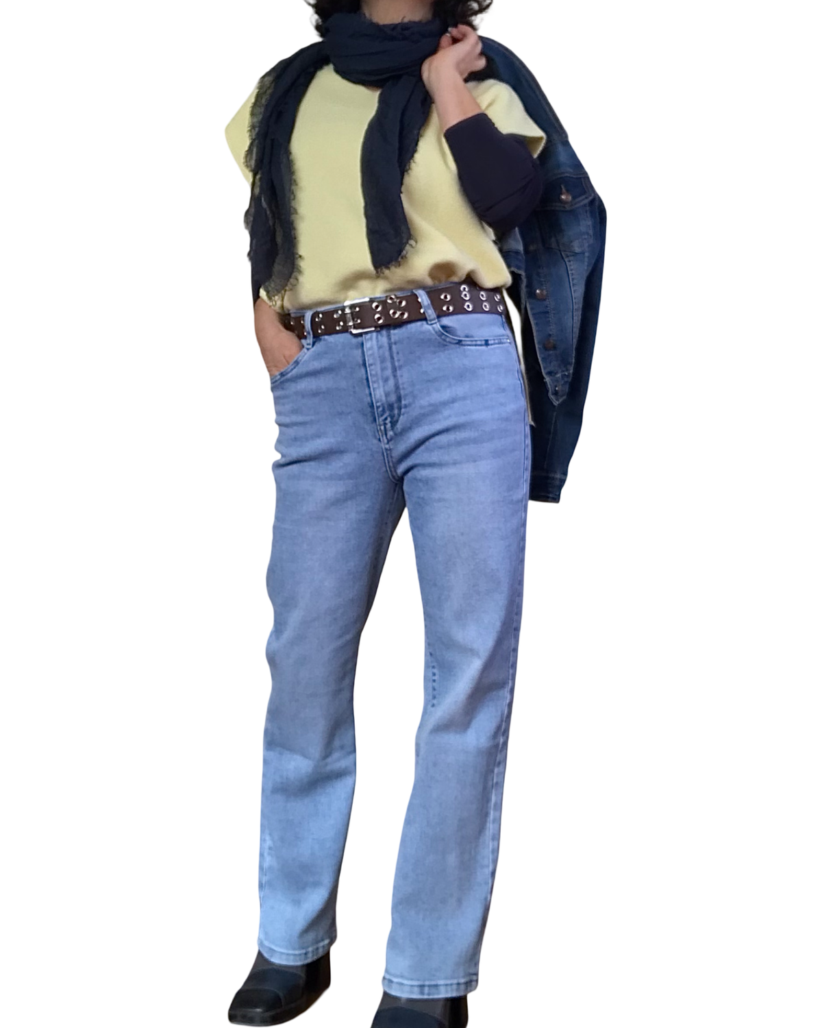 Jeans bleu pâle, jambe droite classique 28 pouces de jambe