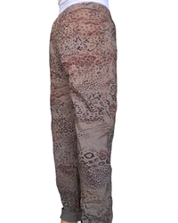 Pantalon moka motifs léopard à taille élastique avec cordon
