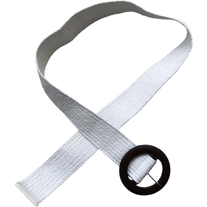 Ceinture en jute blanche boucle en bois 3,5 de diamètre