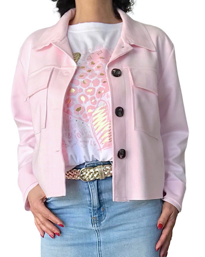 Veston rose pâle léger court