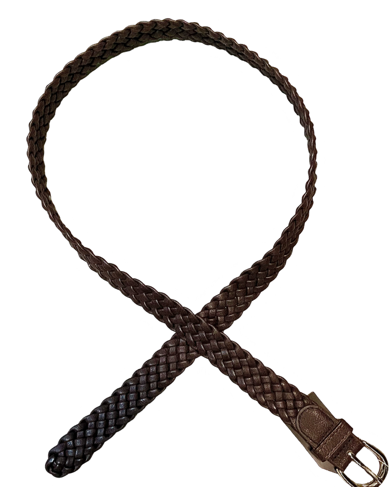 Ceinture tressee brune en cuir vegan 1 pouce de largeur