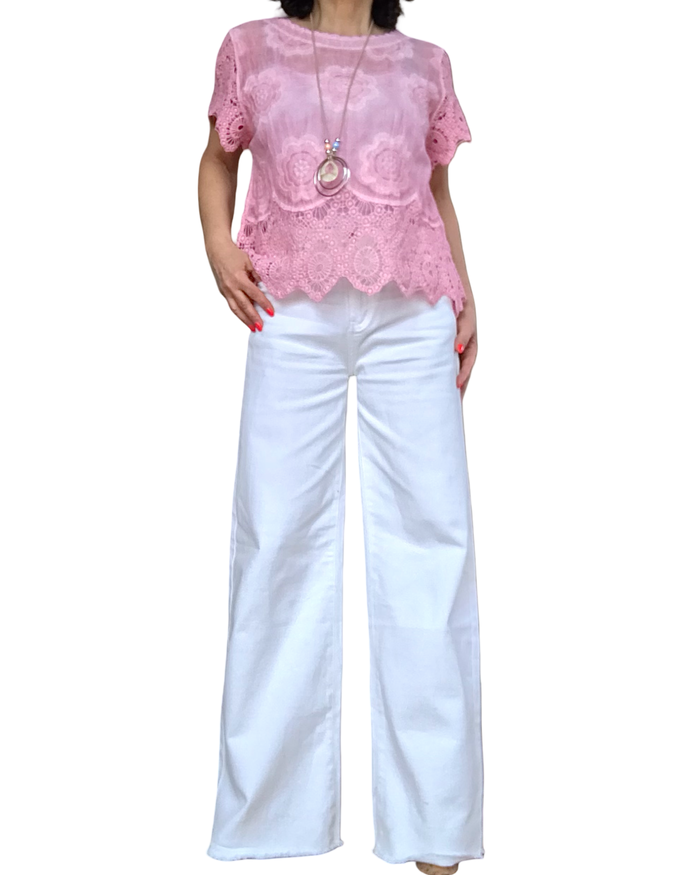 Jeans large blanc cassé frangé au bas 32 pouces de jambe