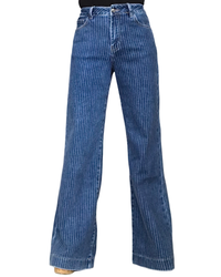 Jeans rayé palazzo 30 pouces (77cm ) de longueur de jambe