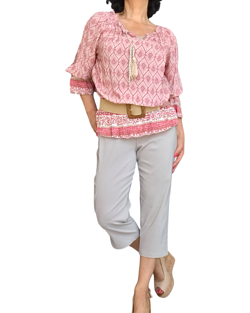 Blouse bohème tons rose bois – Légère et féminine