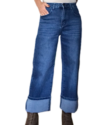 Jeans droit bleu foncé 7/8