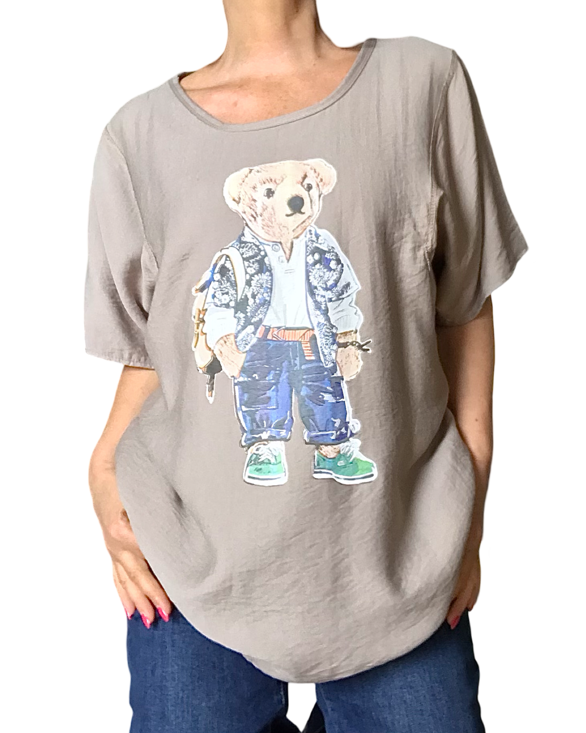 T-shirt ourson col rond moka