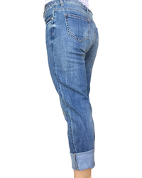 Capri jeans bleu moyen avec revers ajusté