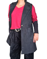 Veste noire sans manche en ultra suède