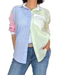 Chemise à rayures Color block, manche longue