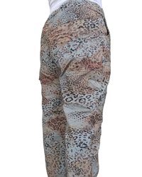Pantalon bleu motifs léopard à taille élastique avec cordon (livraison 10 septembre)