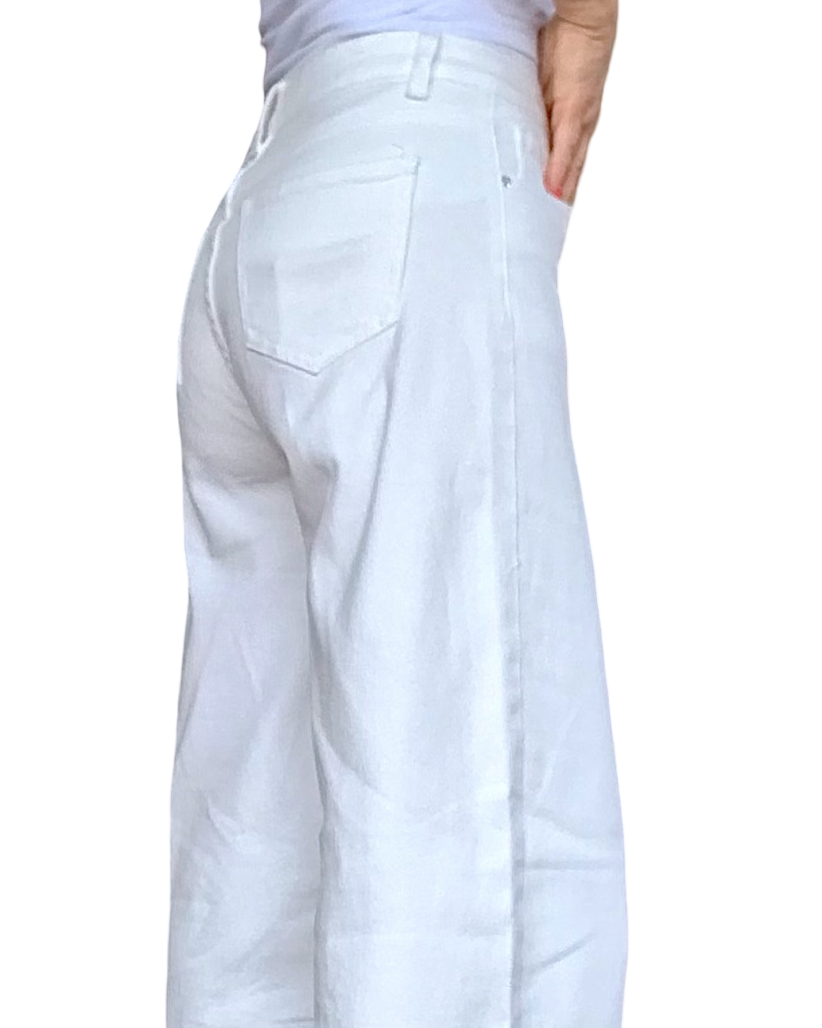 Jeans large blanc cassé frangé au bas 32 pouces de jambe