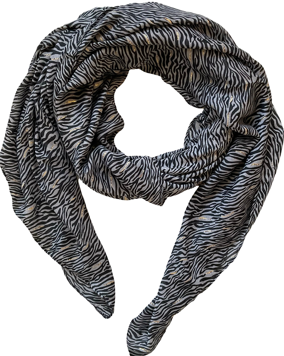 Foulard zébré noir et gris 100% viscose