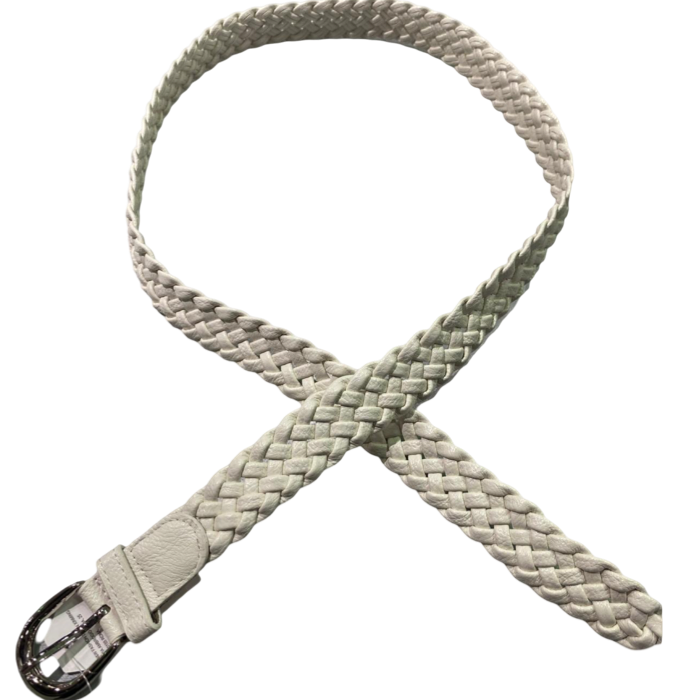 Ceinture tressée en cuir vegan off White 1 pouce de largeur